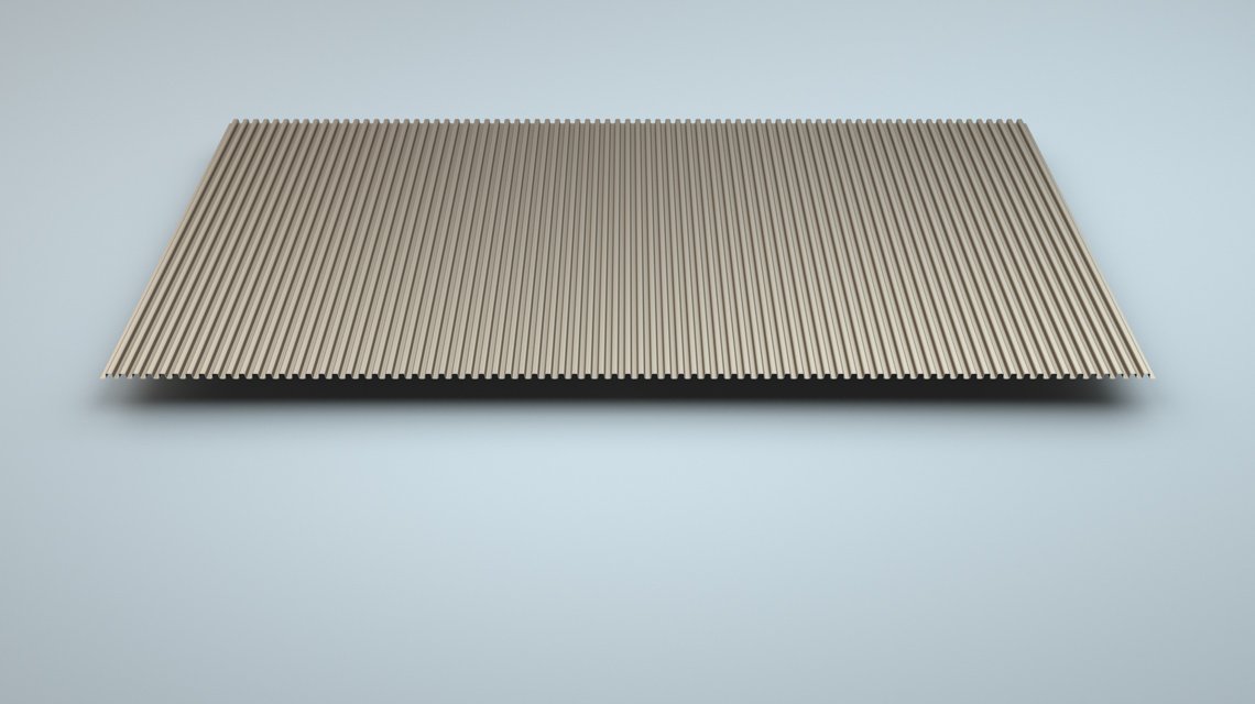 Tôle profilée SQ 5-5 – surface métallique texturée - <p>Vue d’ensemble de la surface texturée de la tôle profilée SQ 5-5, conçue pour des applications architecturales en façade, cloison ou habillage mural.</p>