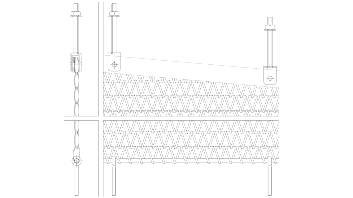 système de fixation biseauté pour les mailles métalliques spiralées www.maillemetaldesign.fr  - <p>système de fixation biseauté pour les mailles métalliques spiralées <a href=