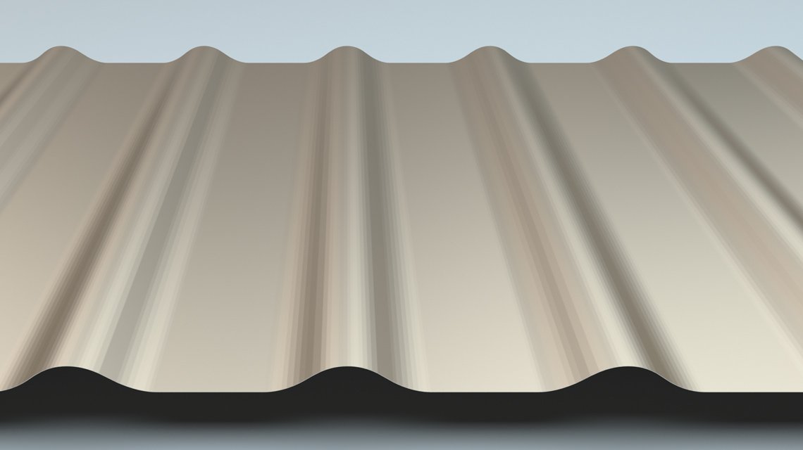 Tôle ondulée SW H-R – détail technique du profil - <p>Vue technique du profil ondulé SW H-R illustrant la géométrie à rayon arrondi et la modularité du pas (B) et de la hauteur d’onde (H).</p>