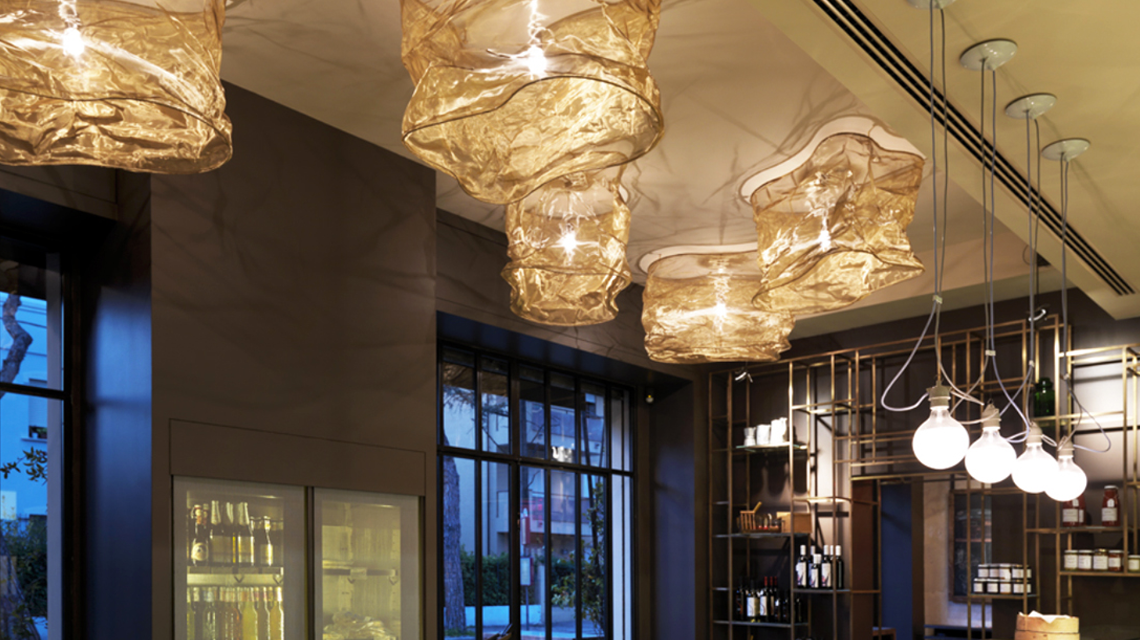 Maille métallique fine Dune Pro fils de laiton et de cuivre luminaires design www.maillemetaldesign.fr