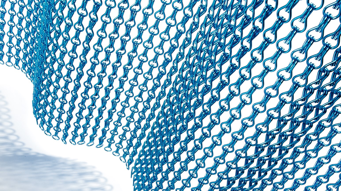 maille métallique architecture aluminium anodisée bleu www.maillemetaldesign.fr
