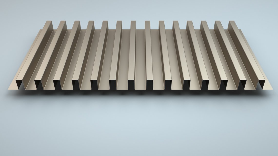 Tôle ondulée SQ 40-20 – Détail technique du profil carré - <p>Vue technique de la tôle ondulée SQ 40-20 mettant en évidence la géométrie carrée 40/20, la précision des plis et la régularité du profil métallique. Solution idéale pour habillages architecturaux contemporains.</p>