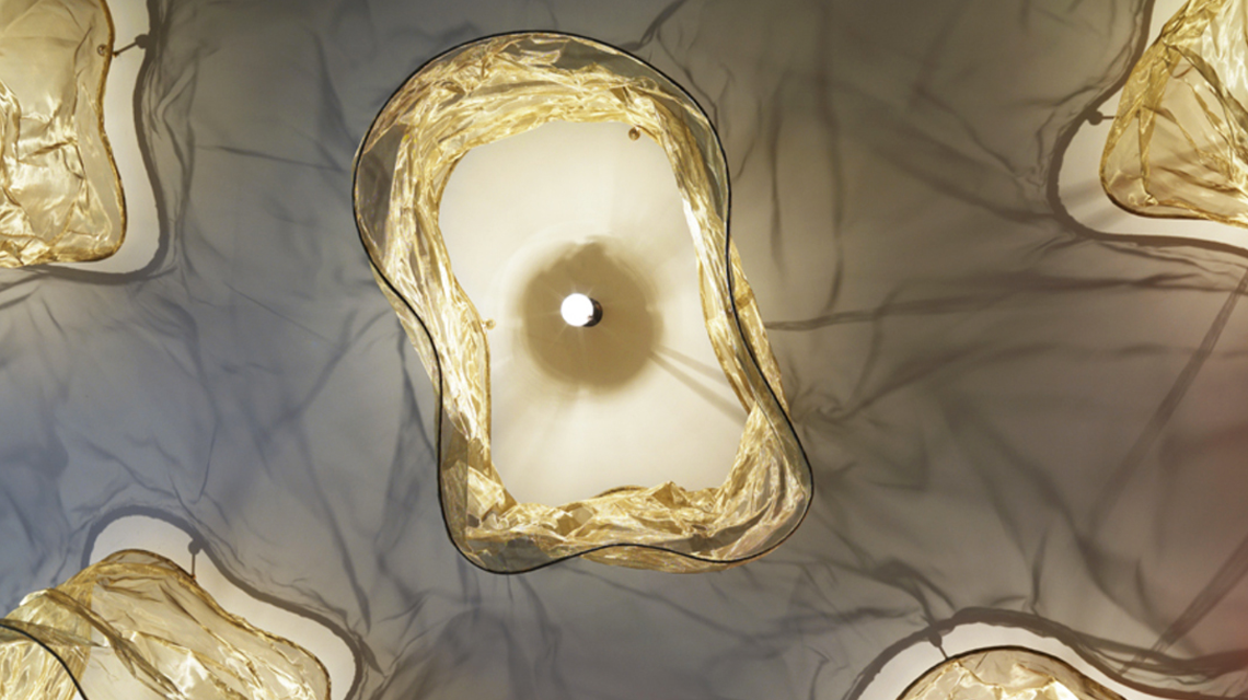 Maille métallique fine Dune Pro fils de laiton et de cuivre luminaires design www.maillemetaldesign.fr