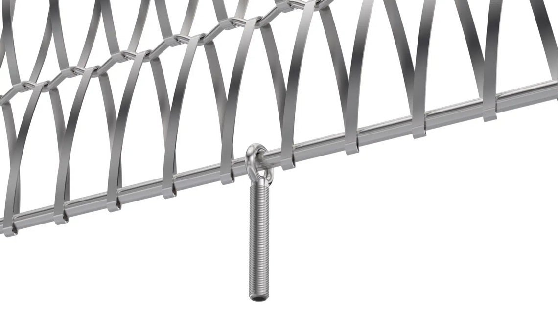 Fixation TF60 pour les mailles métalliques spiralée en acier inoxydable - <p>Système de tension des mailles métalliques spiralées en acier inoxydable pour la bonne tension des panneaux. Pour les façades, le remplissage de garde-corps, de l’habillage mural. Pour l’architecture intérieure et extérieure.</p>